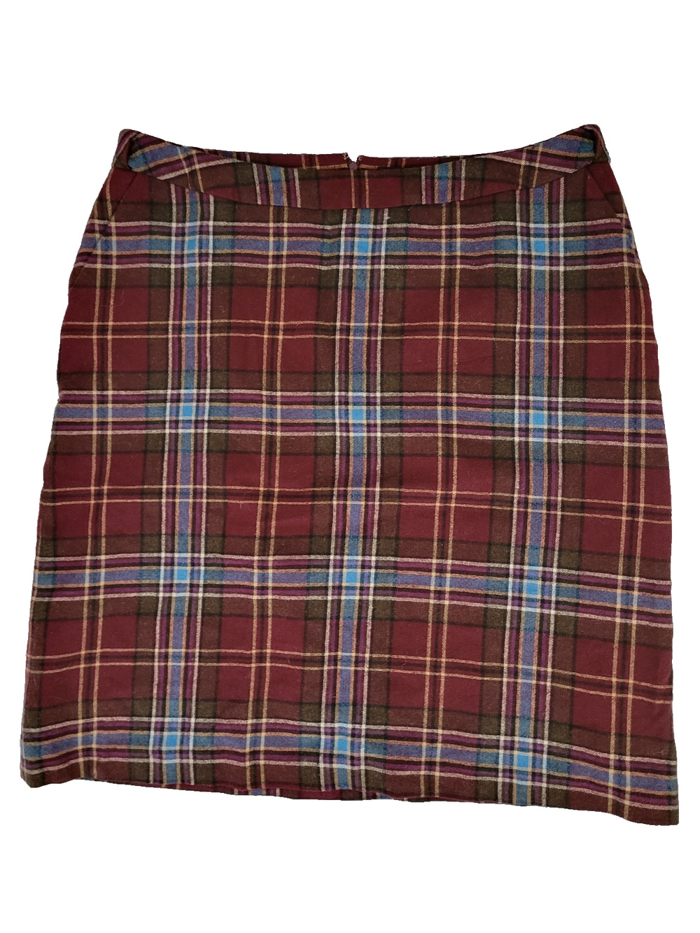 Lands End Womens 18W Red Tartan Plaid Wool Blend A-Line Skirt Plus Size